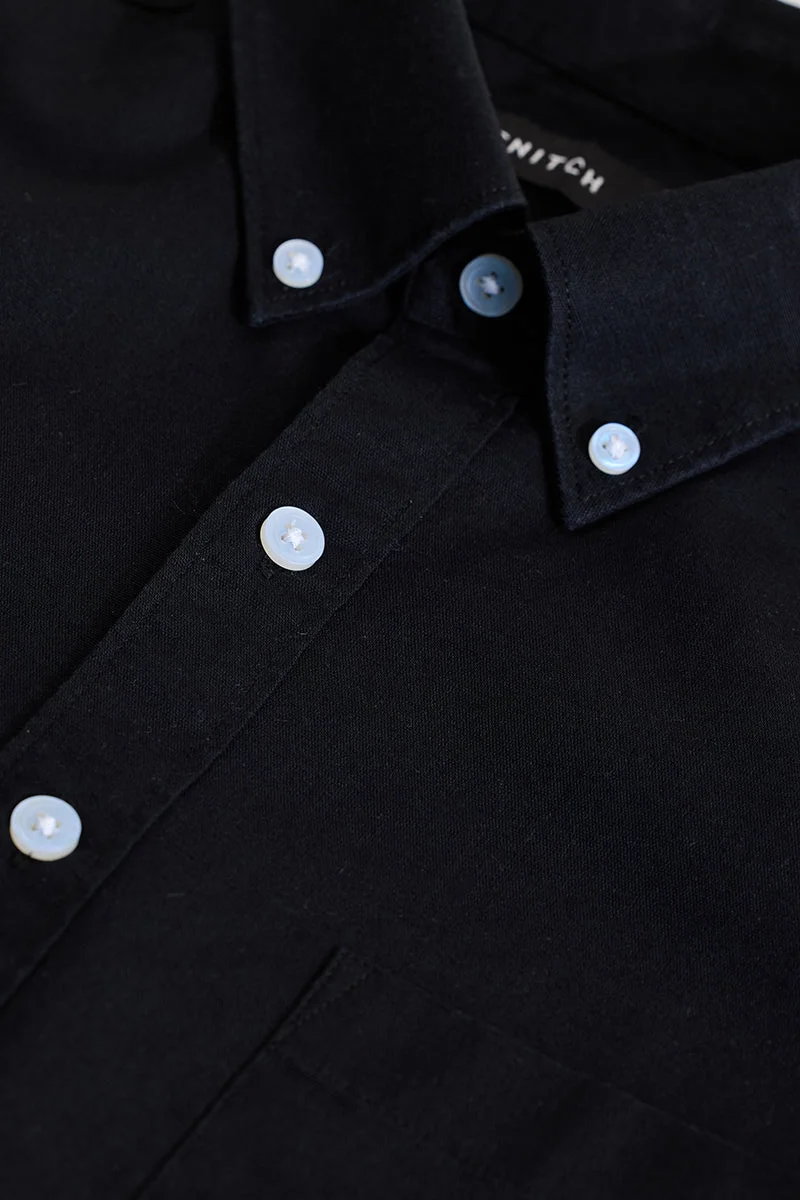 سنيتش Jet Black Solid Half Sleeve Slim Fit Shirt