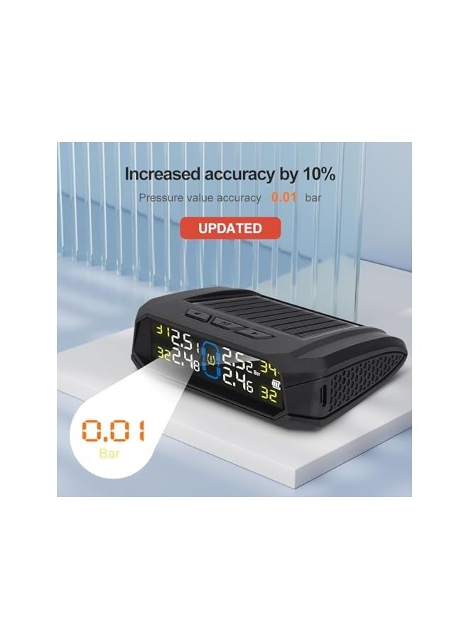 نظام مراقبة ضغط الإطارات، نظام ضغط إطارات شمسية لاسلكي مع شاشة LCD، 6 أوضاع إنذار و4 مستشعرات داخلية، نظام عرض ضغط الإطارات في الوقت الحقيقي للسيارة SUV MPV - Image 4