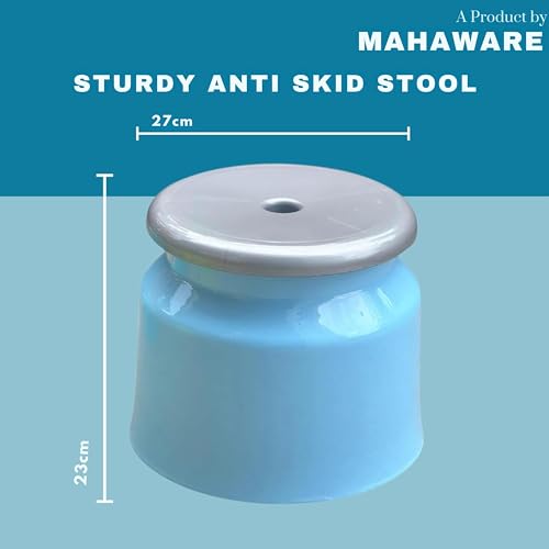 Mahaware Plastic Stool for Bathroom & Home Use - Heavy Duty Small Stool for Sitting, Anti-Slip Bathroom Stool for Adults, Strong & Durable for Outdoor and Kitchen Use, Mint Granite Light Blue - Image 2