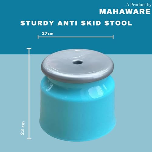 Mahaware Plastic Stool for Bathroom & Home Use - Heavy Duty Small Stool for Sitting, Anti-Slip Bathroom Stool for Adults, Strong & Durable for Outdoor and Kitchen Use, Mint Granite Light Blue - Image 3
