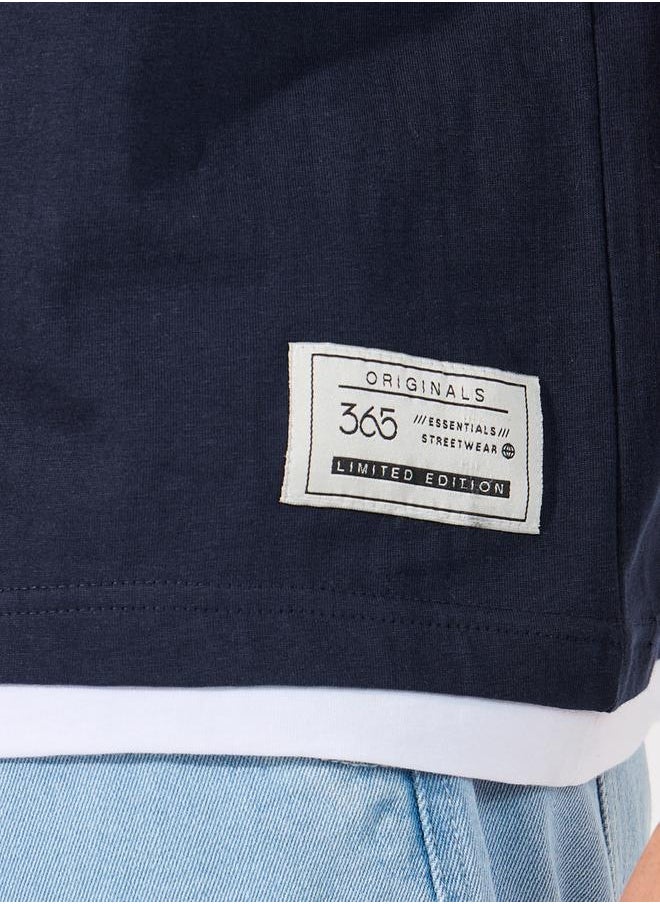 Styli - Contrast Panel Oversized T-Shirt with Badge Detail - Image 1