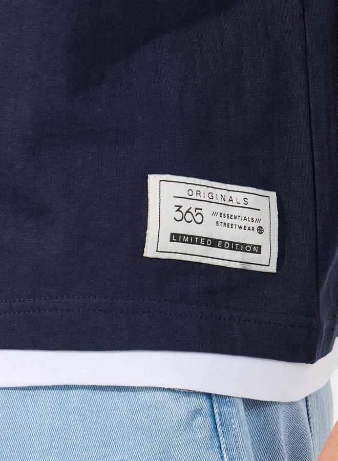 Styli Contrast Panel Oversized T-Shirt with Badge Detail - Image 4