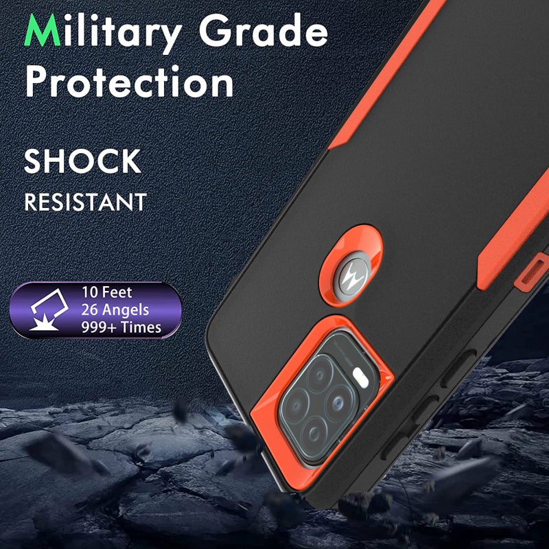 Vinve for Moto G Stylus 5G Case, [Military Grade] Shockproof Hybrid Rugged Bumper Protective Cover (Black/Orange) - Image 2