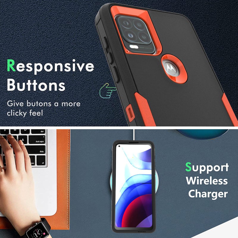 Vinve for Moto G Stylus 5G Case, [Military Grade] Shockproof Hybrid Rugged Bumper Protective Cover (Black/Orange) - Image 5