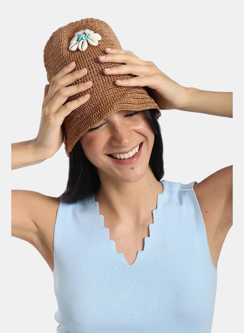 Carina Shell Straw Beach Hat - Image 2