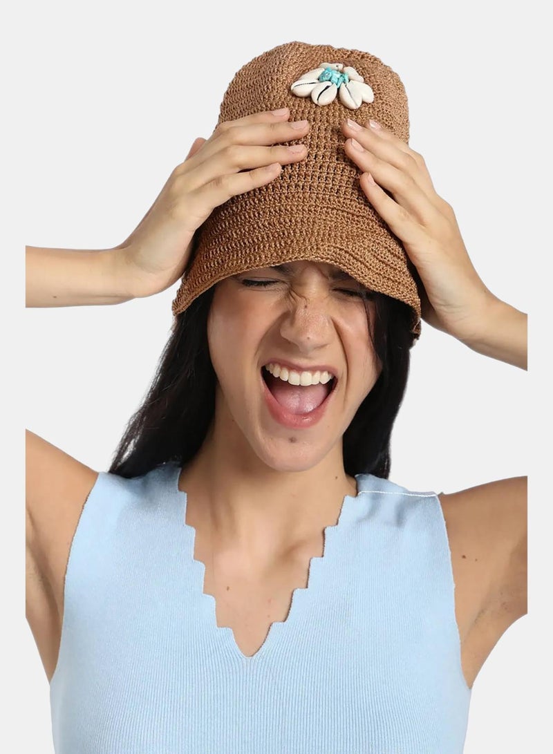 Carina Shell Straw Beach Hat - Image 1