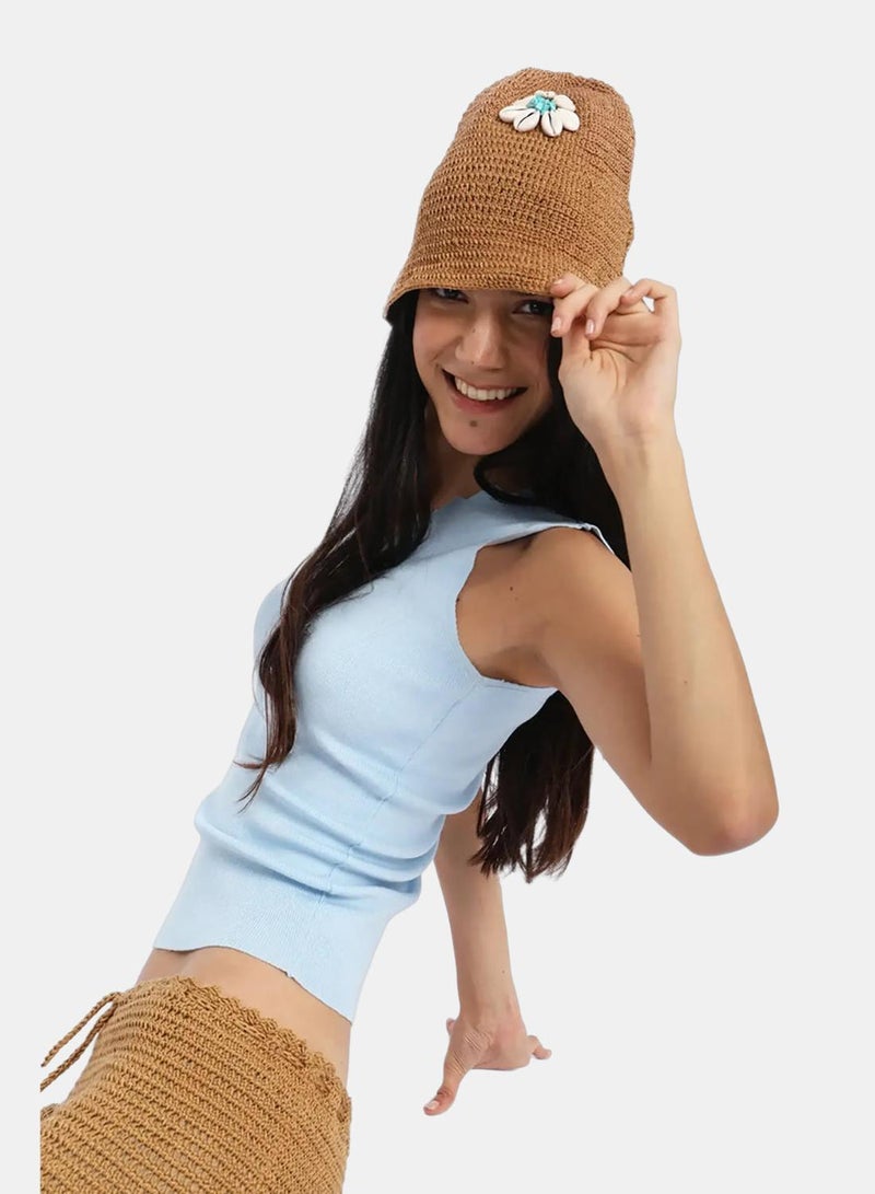 Carina Shell Straw Beach Hat - Image 3