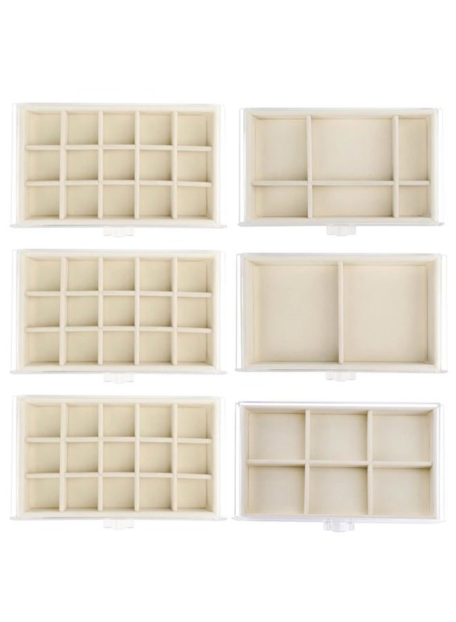 Watpot Acrylic Jewelry Box with 6 Drawers, Clear Earring Storage Organizer Display Case for Women Girls, Beige - Image 4
