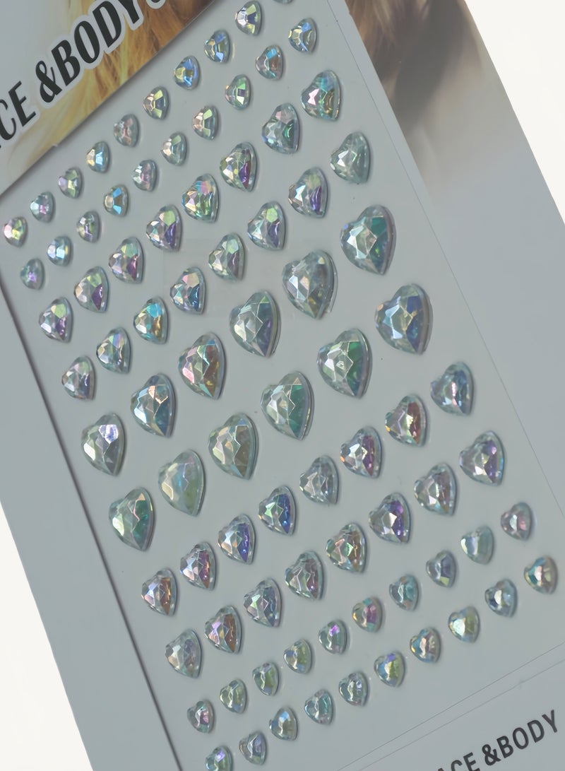 Transparent heart-shaped crystal diamond stickers, face decoration stickers, 3D three-dimensional stickers, children's DIY decorations, self-adhesive jewelry stickers, colored diamond stickers - Image 2
