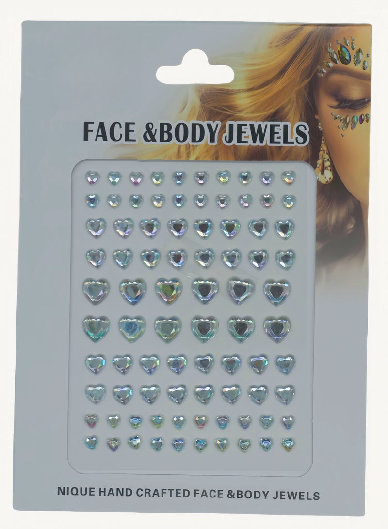 Transparent heart-shaped crystal diamond stickers, face decoration stickers, 3D three-dimensional stickers, children's DIY decorations, self-adhesive jewelry stickers, colored diamond stickers - Image 1