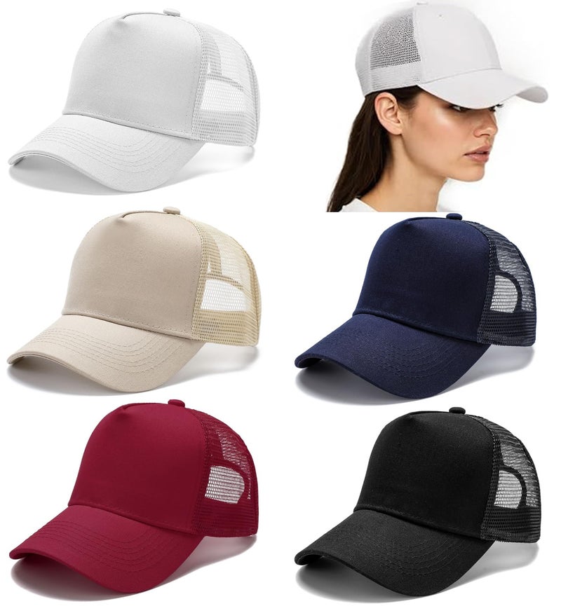 Tergy 5 Pieces Vintage Washed Plain Baseball Cap Distressed Dad Golf Hat for Men Women (5 Pure Colors) - Image 1