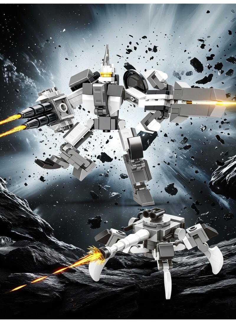 2 In 1 Mecha Warrior Robot Building Blocks Set Posable Sci Fi Combat Bricks Kit 176 Pcs ABS Constructible Action Figure With Flexible Movable Joints STEM Educational Building Toy Gift For Kids Boys Girls Ages 6 And Up Birthday Holiday Home Desktop Collection Display - Image 1