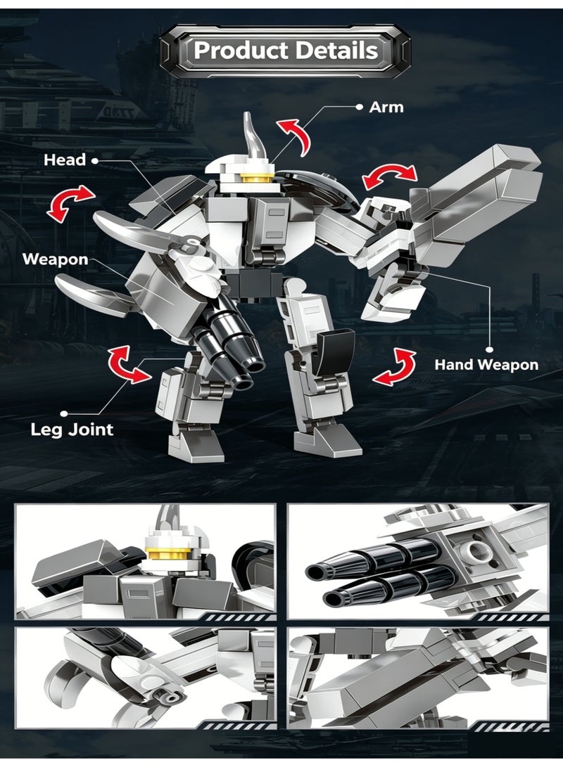 2 In 1 Mecha Warrior Robot Building Blocks Set Posable Sci Fi Combat Bricks Kit 176 Pcs ABS Constructible Action Figure With Flexible Movable Joints STEM Educational Building Toy Gift For Kids Boys Girls Ages 6 And Up Birthday Holiday Home Desktop Collection Display - Image 3