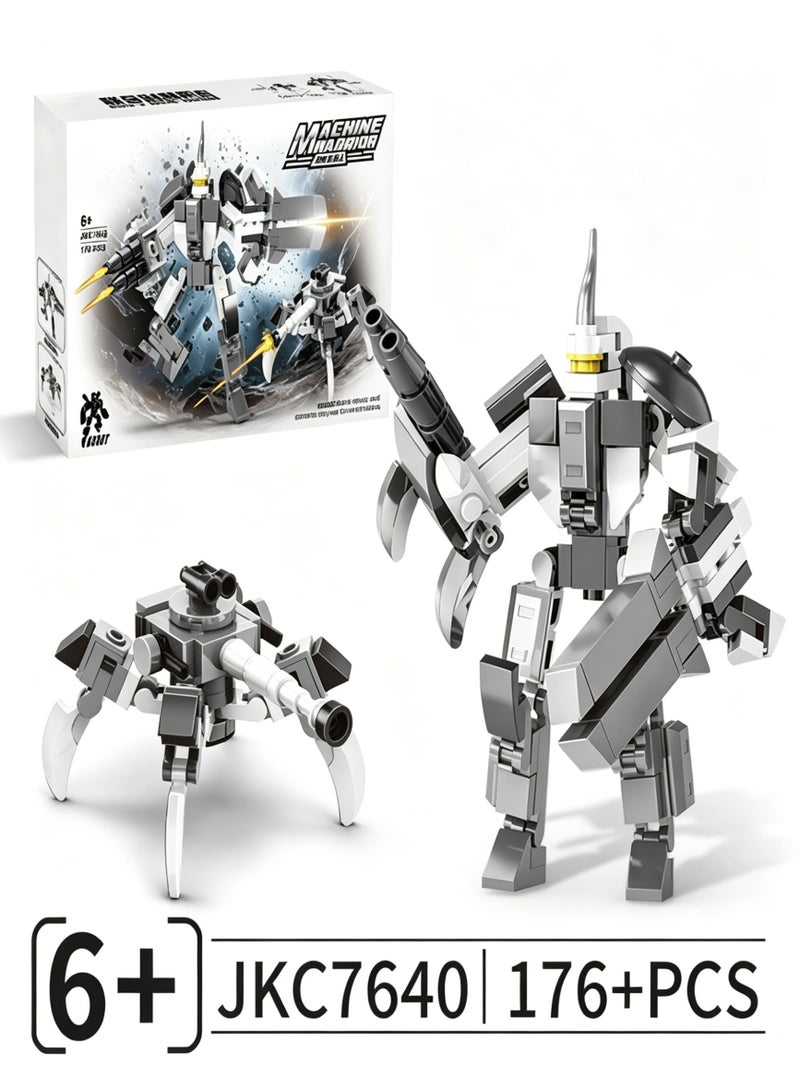 2 In 1 Mecha Warrior Robot Building Blocks Set Posable Sci Fi Combat Bricks Kit 176 Pcs ABS Constructible Action Figure With Flexible Movable Joints STEM Educational Building Toy Gift For Kids Boys Girls Ages 6 And Up Birthday Holiday Home Desktop Collection Display - Image 2