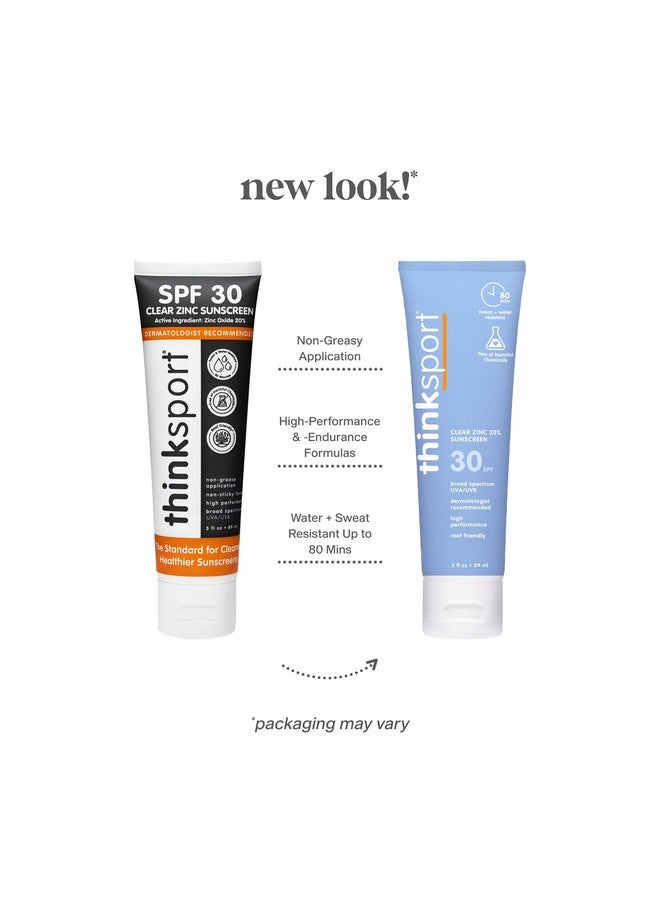Think Sport Mineral Sunscreen, Spf 30 Clear Zinc Oxide Sunscreen, 3 Fl Oz, Water Resistant Reef Safe Sunscreen, Broad Spectrum Uva/Uvb Sun Screen - Image 2