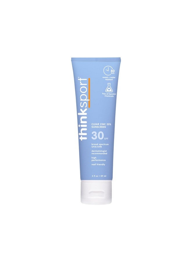 Think Sport Mineral Sunscreen, Spf 30 Clear Zinc Oxide Sunscreen, 3 Fl Oz, Water Resistant Reef Safe Sunscreen, Broad Spectrum Uva/Uvb Sun Screen - Image 1