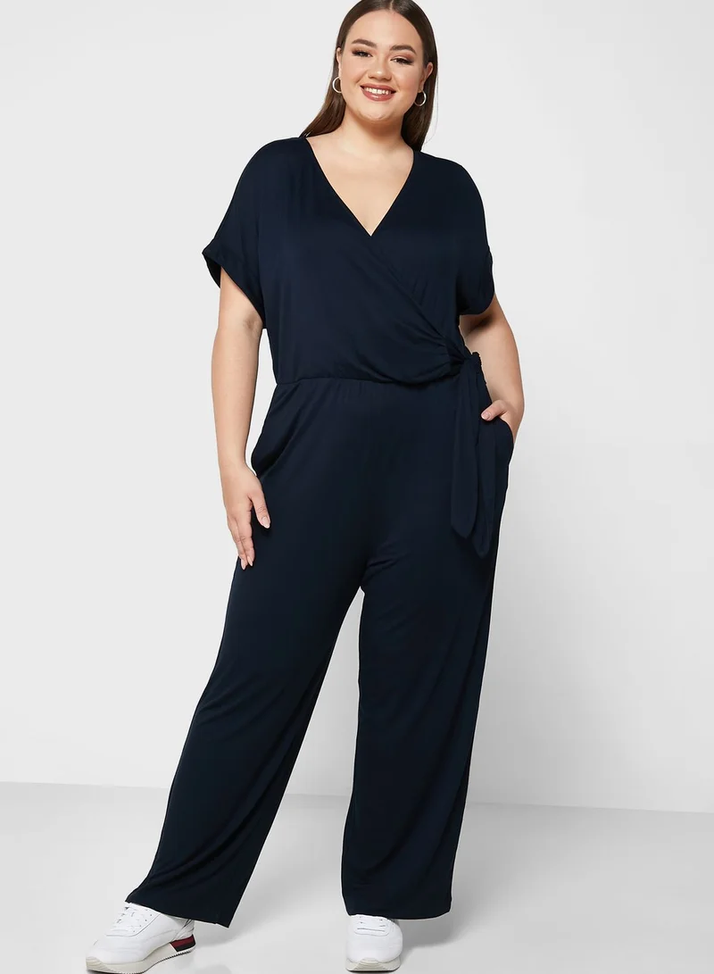 Tommy Hilfiger Plus Knot Detail Wide Leg Jumpsuit