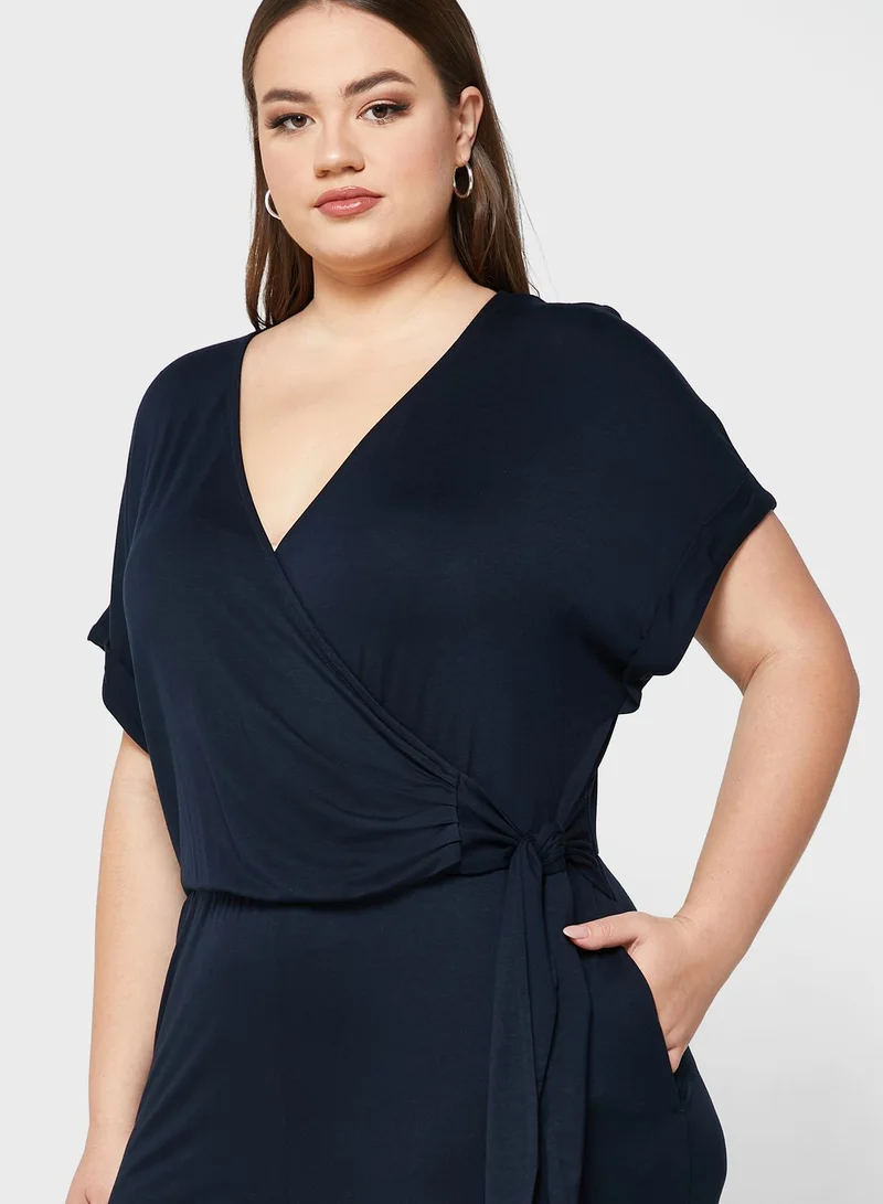 Tommy Hilfiger Plus Knot Detail Wide Leg Jumpsuit