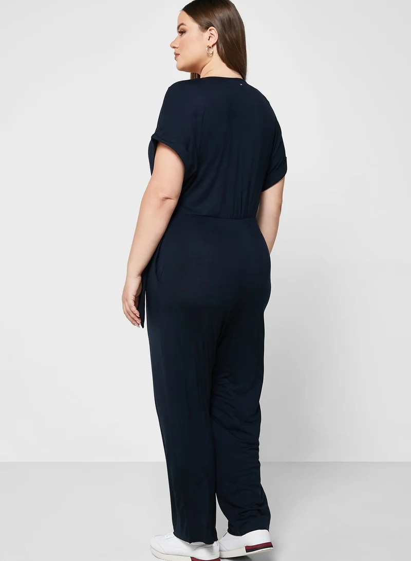 Tommy Hilfiger Plus Knot Detail Wide Leg Jumpsuit