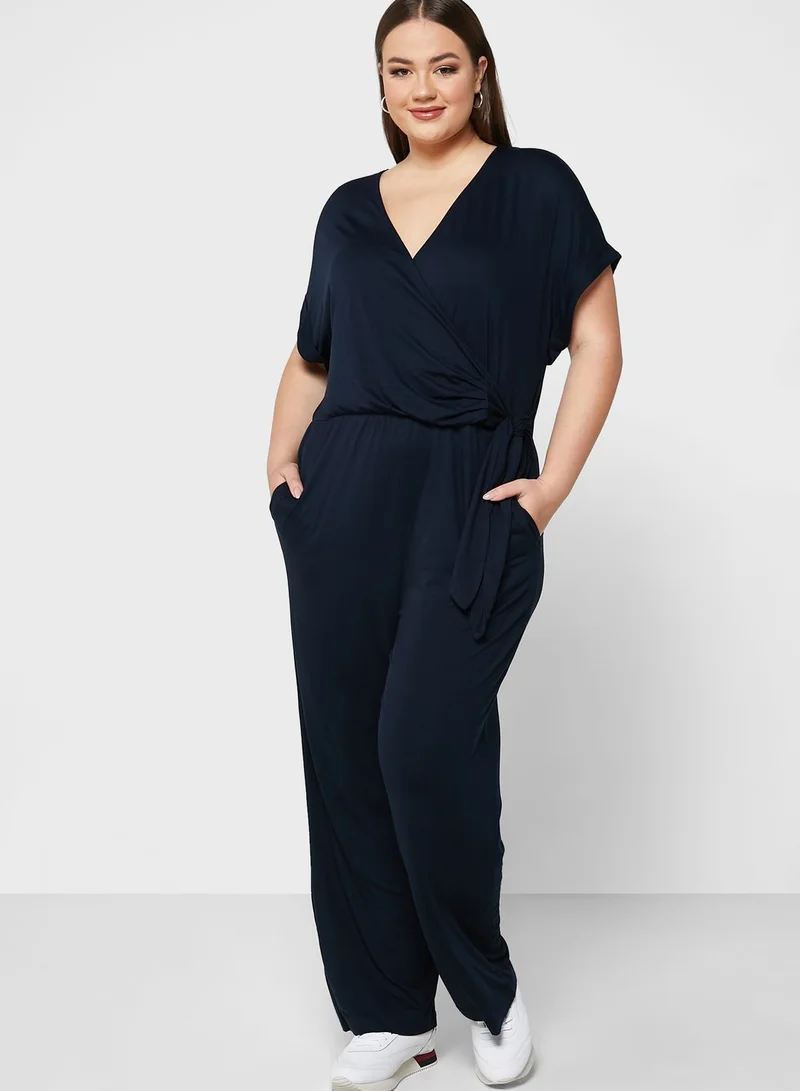 Tommy Hilfiger Plus Knot Detail Wide Leg Jumpsuit