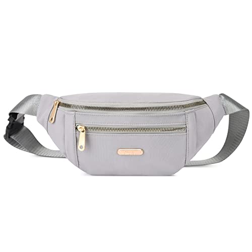 DAITET Fashionable Light Gray Fanny Pack for Men&Women, Crossbody Waist Bag with Adjustable Belt, Large Capacity Bum Bag for Traveling Hiking Cycling Workout Casual(Silver Grey) - Image 1