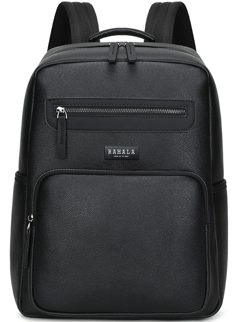 RAHALA RAL821 Luxury Black Leather Backpack for Men and Women, Water Resistant Laptop Bag for Work, Travel, College - Casual and Stylish Design - Image 2