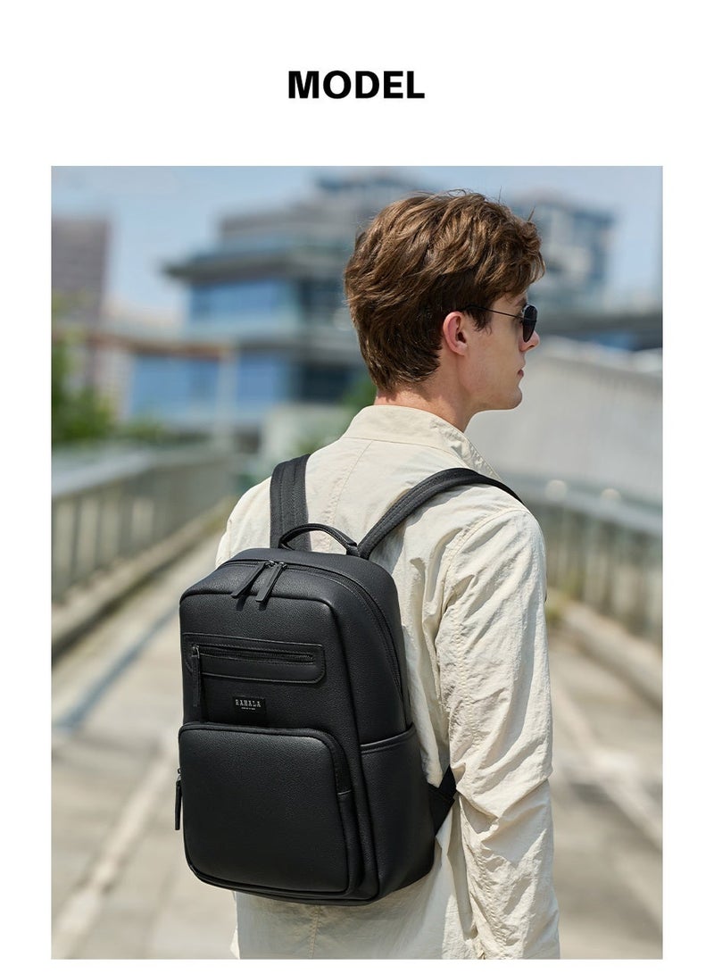 RAHALA RAL821 Luxury Black Leather Backpack for Men and Women, Water Resistant Laptop Bag for Work, Travel, College - Casual and Stylish Design - Image 4
