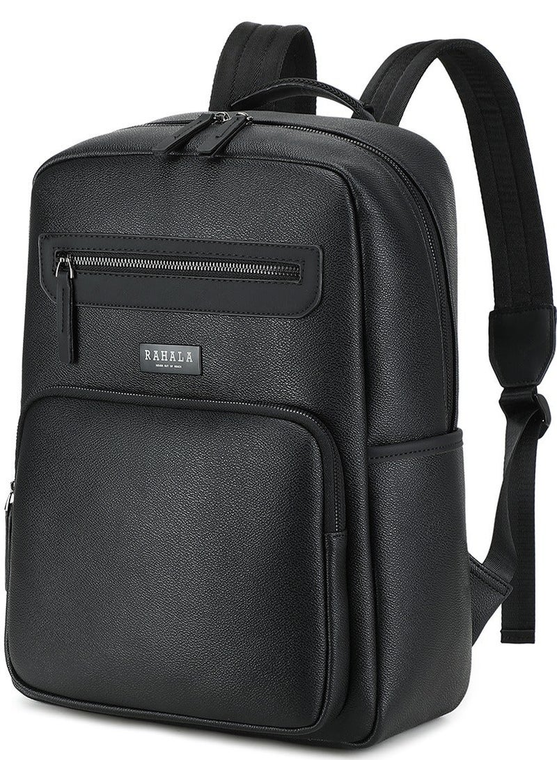 RAHALA RAL821 Luxury Black Leather Backpack for Men and Women, Water Resistant Laptop Bag for Work, Travel, College - Casual and Stylish Design - Image 1
