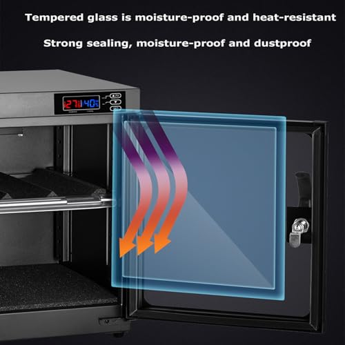 INTBUYING Camera Dry Cabinet 30L Electronic Dry Cabinet for Camera Lens Storage with Lock 2 Layers Intelligent Temperature Humidity LED Screen Noiseless - Image 2