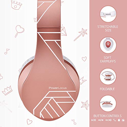 PowerLocus Kids Headphones Over-Ear, Bluetooth Wireless Headphones for Kids,with Microphone, Safe 85DB Volume Limited, Foldable with Carry Case, Audio Cable, Micro SD mode for Online Classes,PC,Phones - Image 2