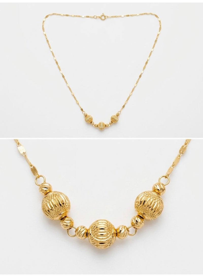 The Intermix Gems Gold Textured Bead Necklace 18K - Image 4