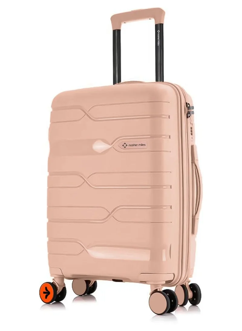 nasher miles Nasher Miles Paris Hard-Sided Polypropylene Check-in Luggage 24 inch | 65cm | 8 Wheels Medium Trolley Bag for Travel | Suitcase (Peach)