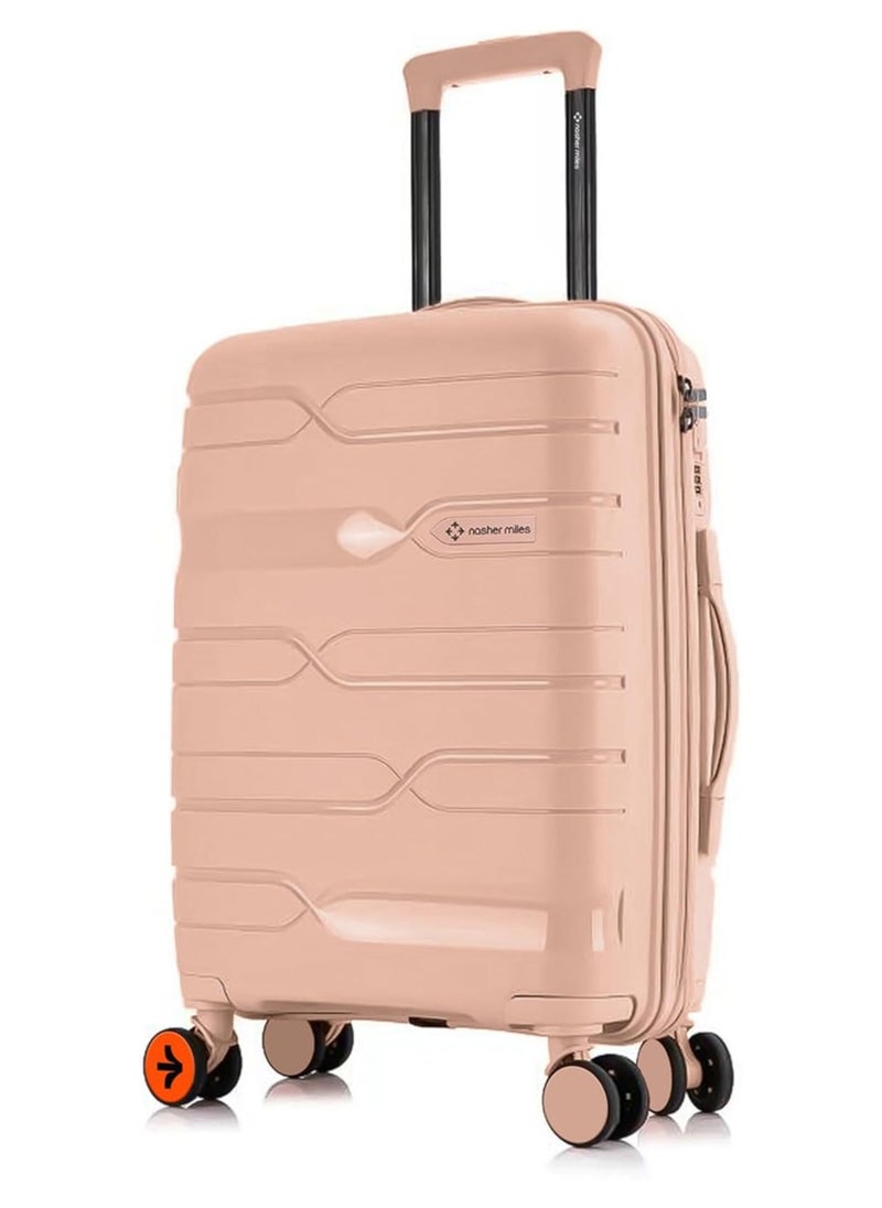 nasher miles Nasher Miles Paris Hard-Sided Polypropylene Check-in Luggage 24 inch | 65cm | 8 Wheels Medium Trolley Bag for Travel | Suitcase (Peach)  - Image 1