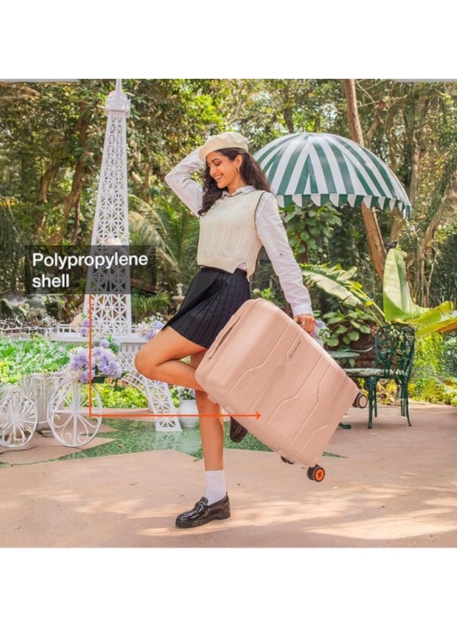 nasher miles Nasher Miles Paris Hard-Sided Polypropylene Check-in Luggage 24 inch | 65cm | 8 Wheels Medium Trolley Bag for Travel | Suitcase (Peach)  - Image 3