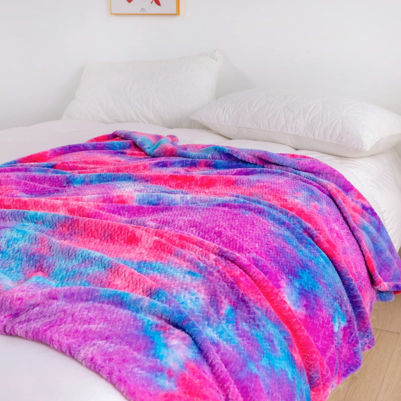 NEWCOSPLAY Super Soft Throw Blanket Premium Silky Flannel Fleece Leaves Pattern Lightweight Blanket All Season Use (Deep Purple Rainbow  Throw(50""x60"")) - Image 4