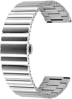 Generic Compatible with Huawei Honor Watch ES 20mm Horizontal Lines Metal Watch Band Quick Release Stainless Steel Watch Band for Men Women - Silver 