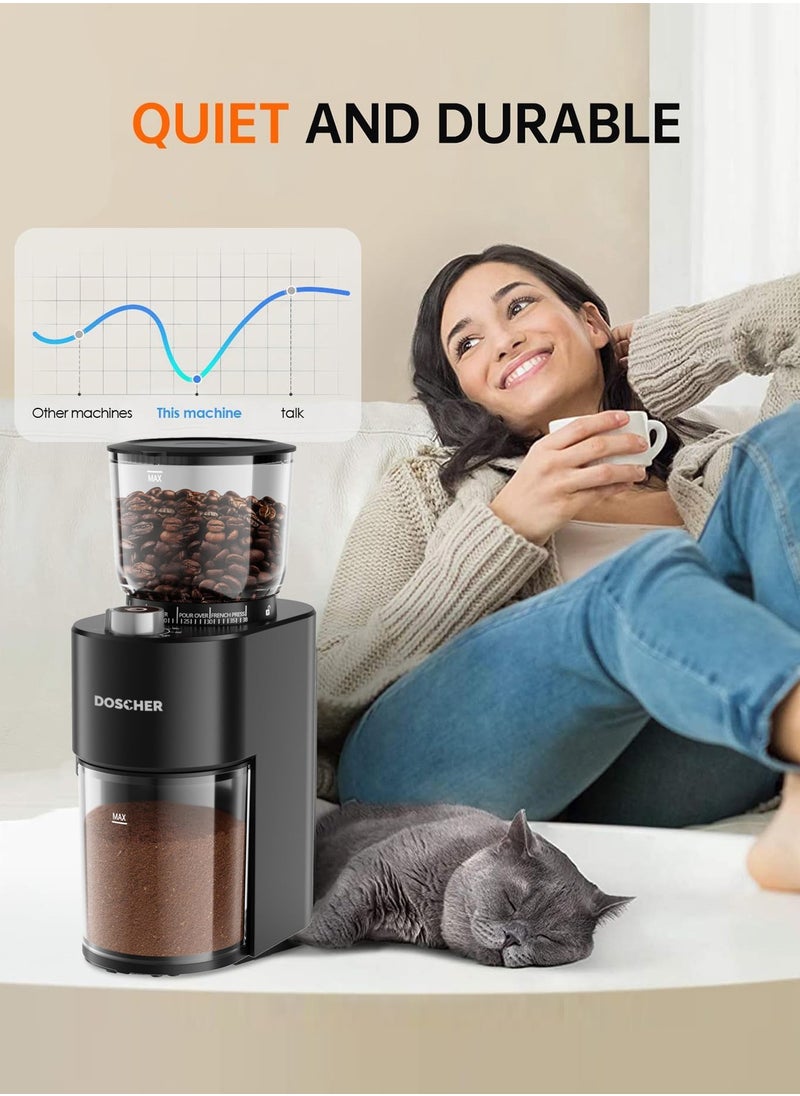 مطحنة قهوة كهربائية بمطحنة مخروطية – 38 إعداد طحن، مؤقت دقيق، تصميم مضاد للكهرباء الساكنة – مثالية للإسبريسو، التنقيط، التحضير اليدوي، الكولد برو، والفرنش بريس