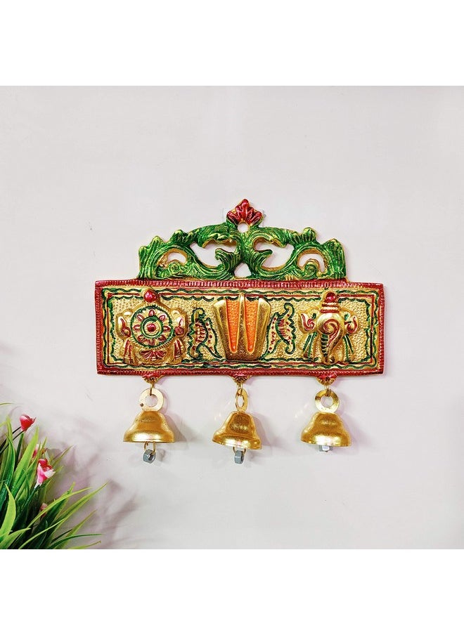 كريدايكرافت KridayKraft Tirupati باب معلق Shankh Chakra Namah Latkan Meenkari ديكور للمنزل والمكتب والغرفة، كما أنه هدية لتدفئة المنزل  - Image 1
