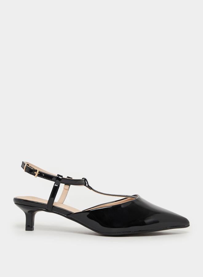 Styli Ankle Strap Pointed Toe Kitten Heel Shoes  - Image 1