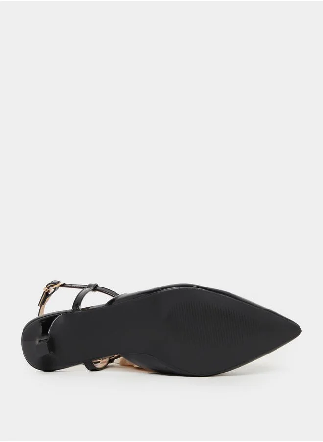 Styli Ankle Strap Pointed Toe Kitten Heel Shoes
