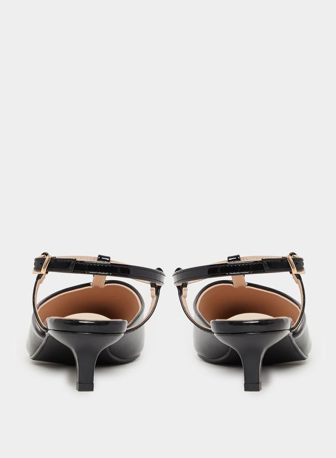 Styli Ankle Strap Pointed Toe Kitten Heel Shoes  - Image 4