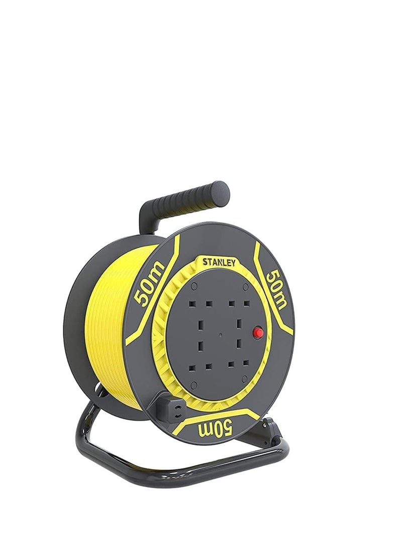 Stanley Power Extension Cable Reel 50m with 4 Sockets - Image 1