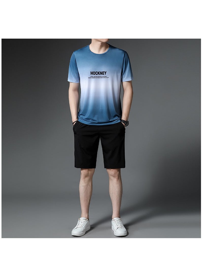 Men's Summer Fashion Casual Print Sports Short sleeved Shorts Set  - Image 1
