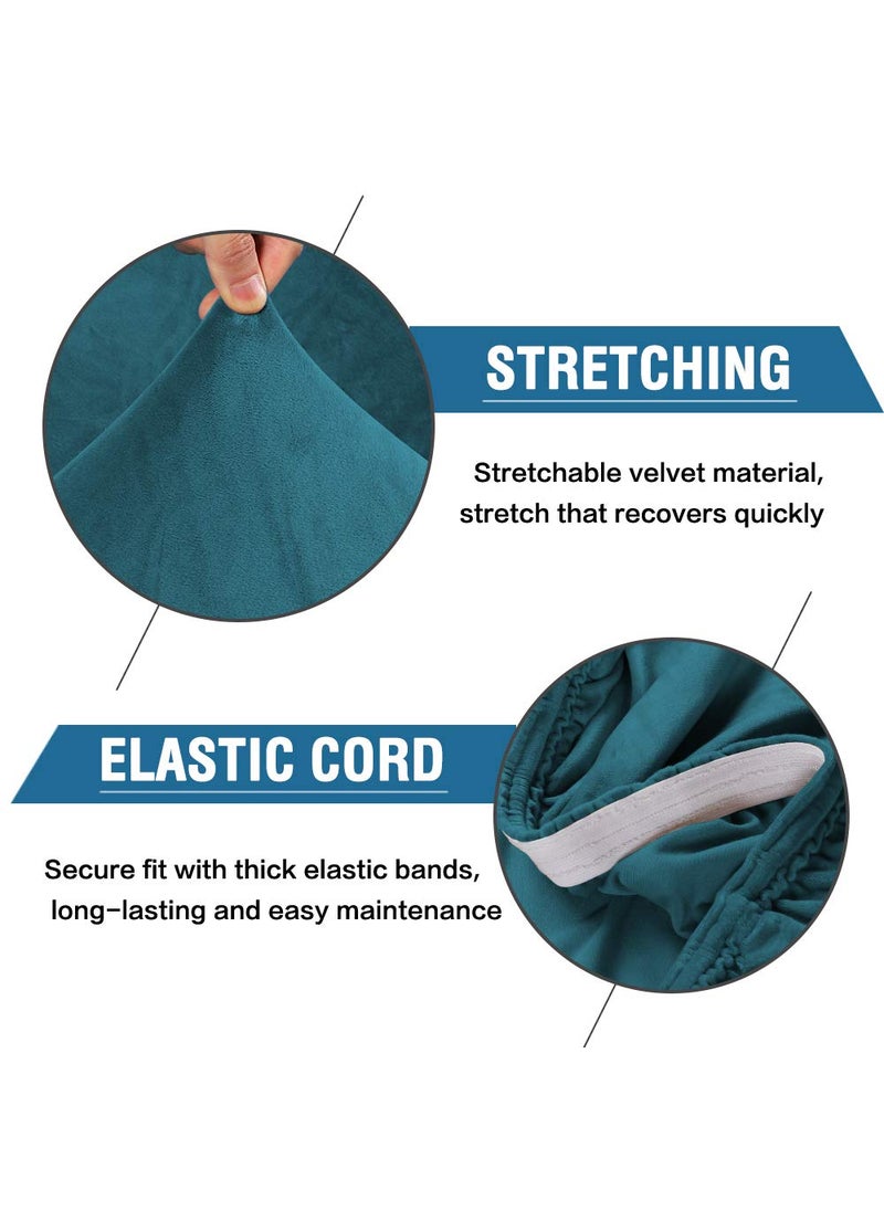 H.VERSAILTEX H.VERSAILTEX Velvet Dining Chair Covers Stretch Chair Covers for Dining Room Set of 2 Parson Chair Slipcovers Chair Protectors Covers Dining  Soft Thick Solid Velvet Fabric Washable  Deep Teal  - Image 2
