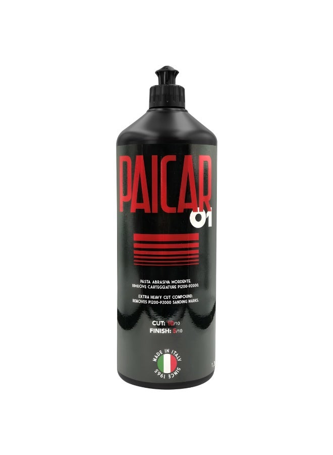 بايكار مركب PAICAR O1 شديد الصلابة لإزالة علامات الصنفرة من P1200 إلى P2000 والخدوش العميقة والأكسدة وعيوب الطلاء الشديدة على الطلاء الشفاف للسيارات والأسطح أحادية المرحلة مقطوع بنسبة 10/10 واللمسة النهائية 5/10 زجاجة سعة 1 كجم لتصحيح الطلاء الاحترافي واستخدام ورشة تصليح السيارات - Image 4