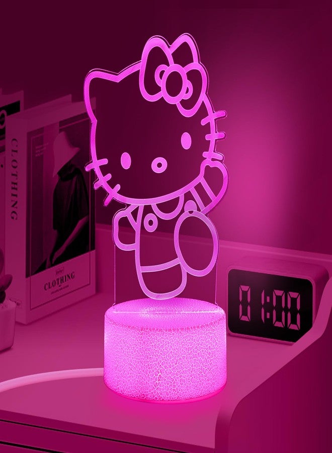 sunduck Pink Kawaii Kitty 3D Night Light with Corded Control- Dreamy Girls Room Decor, Perfect Birthday/Christmas Gift for Kids, Unique Holiday Present - Image 4
