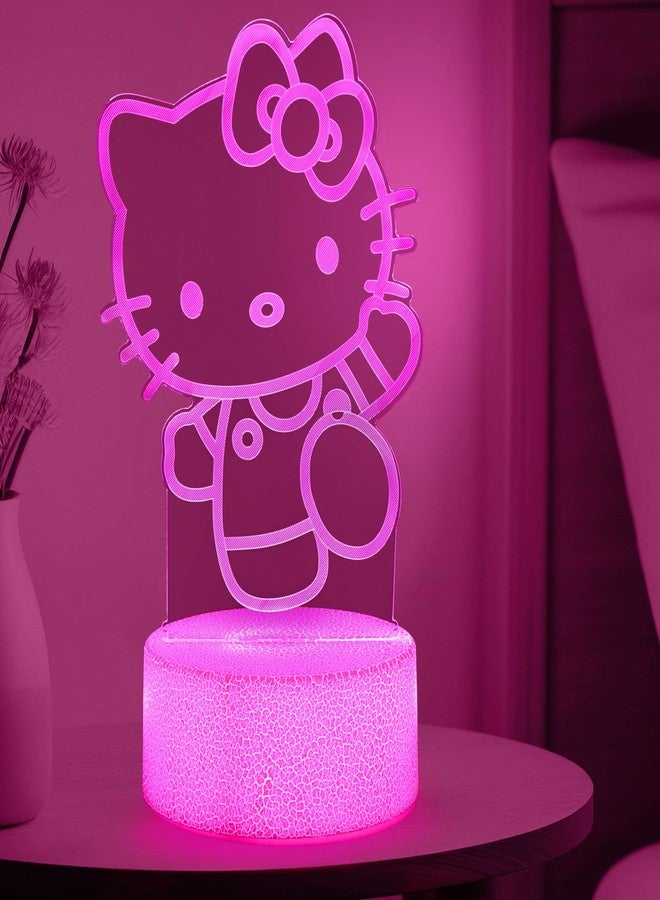 sunduck Pink Kawaii Kitty 3D Night Light with Corded Control- Dreamy Girls Room Decor, Perfect Birthday/Christmas Gift for Kids, Unique Holiday Present - Image 1