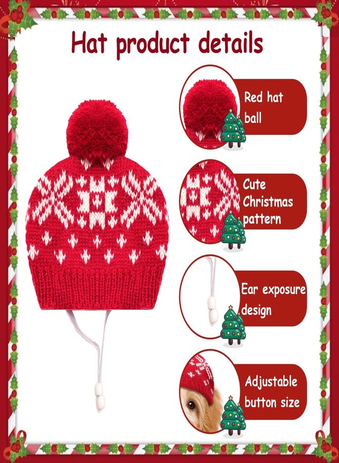 Gvhntk 2 Pcs Dog Costumes Hat Scarf Set Knit Reindeer Snowflake Print Dog Christmas Winter Hat Scarf Cute Warm Pet Costume Accessories for Dogs Cats - Image 4