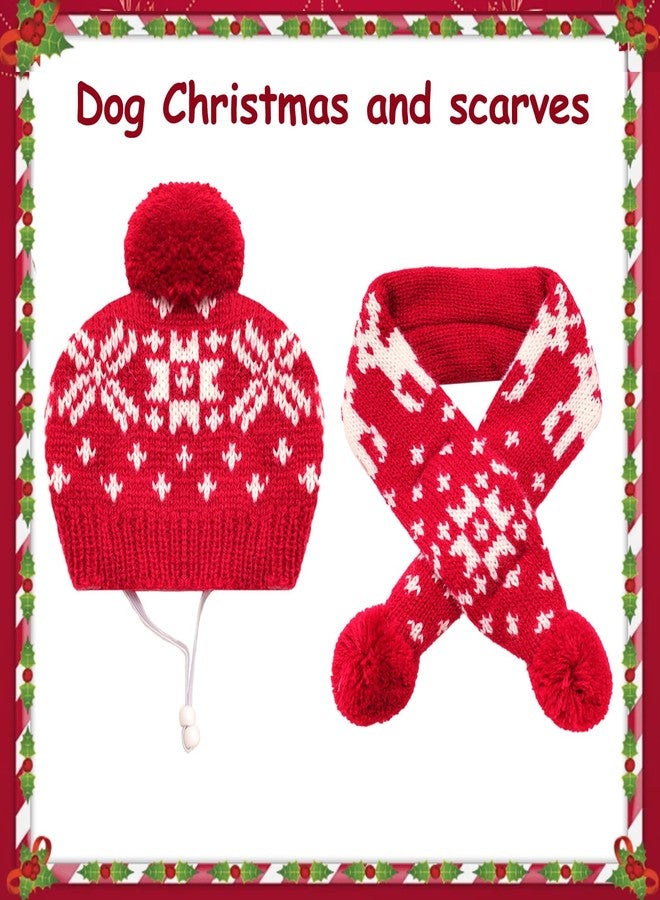 Gvhntk 2 Pcs Dog Costumes Hat Scarf Set Knit Reindeer Snowflake Print Dog Christmas Winter Hat Scarf Cute Warm Pet Costume Accessories for Dogs Cats - Image 3