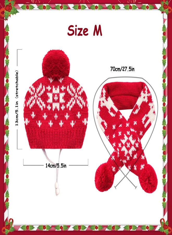 Gvhntk 2 Pcs Dog Costumes Hat Scarf Set Knit Reindeer Snowflake Print Dog Christmas Winter Hat Scarf Cute Warm Pet Costume Accessories for Dogs Cats - Image 2